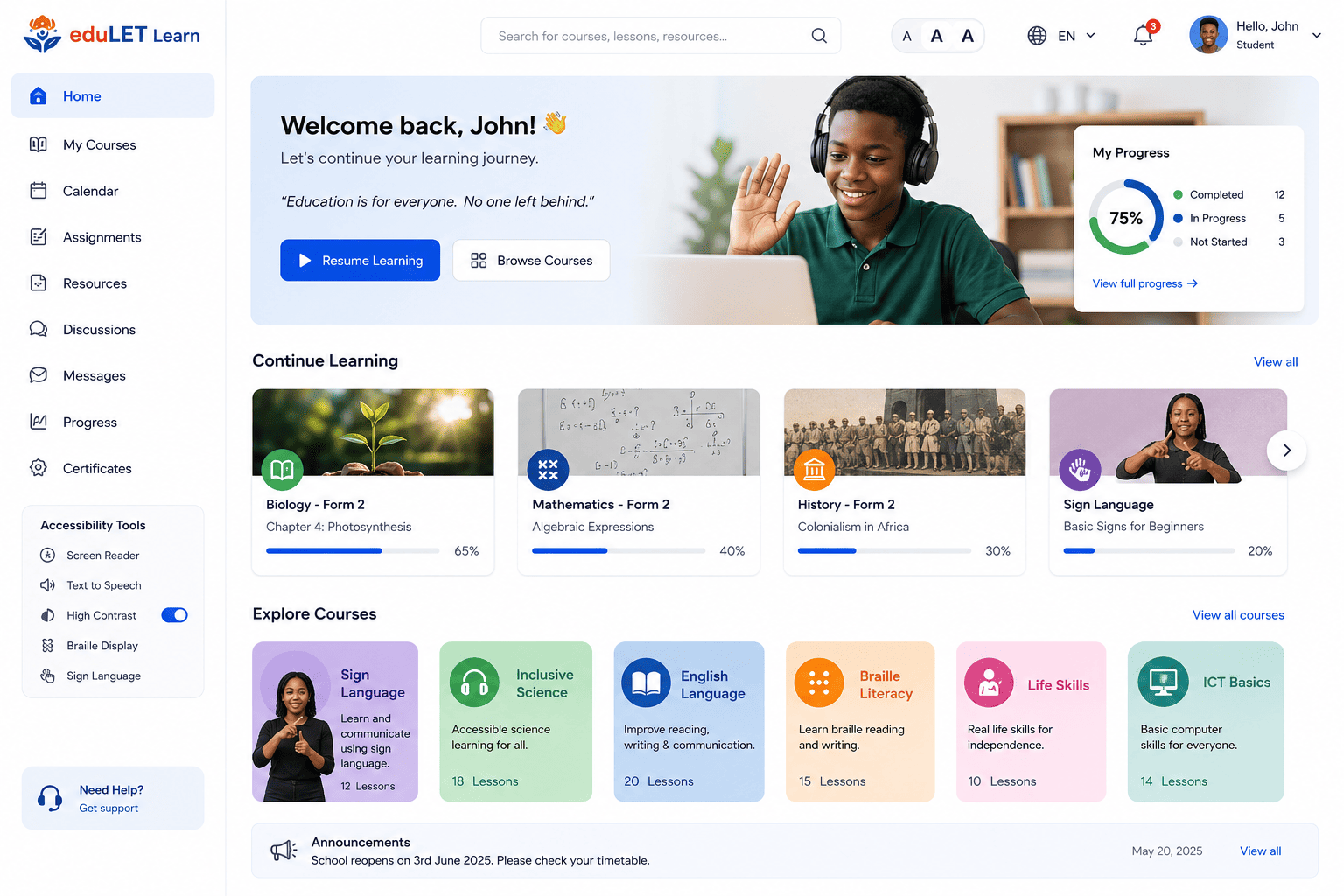 Homepage-eduLET Learn